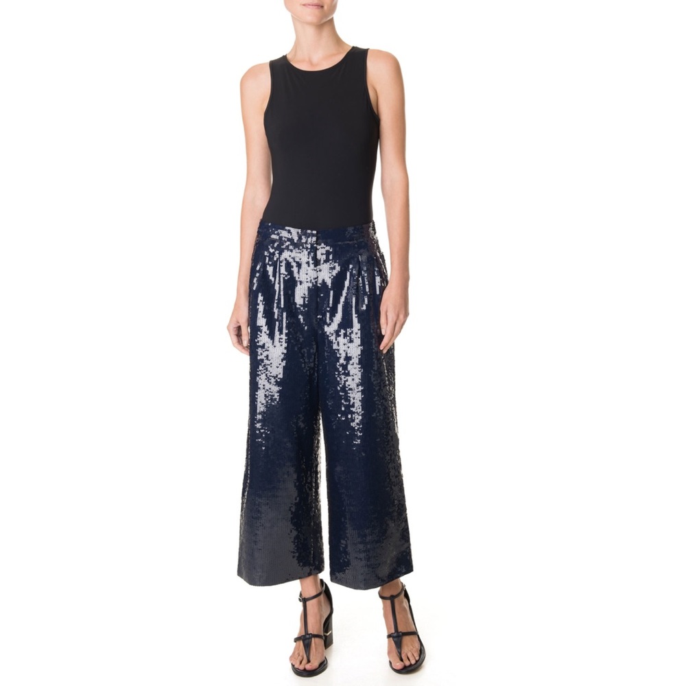 Tibi all over sequin nerd pant navy blue size 0